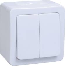 Выключатель 2-клавишный для открытой установки кнопочной ВСк20-1-0ГПБ IP54 ГЕРМЕС